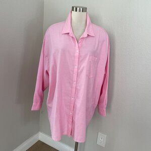 NEW Old Navy Womens Plus 2X Boyfriend Shirt Pink Button Up Long Sleeve Oversized